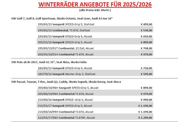 Winterräder Angebote Flyer 2025