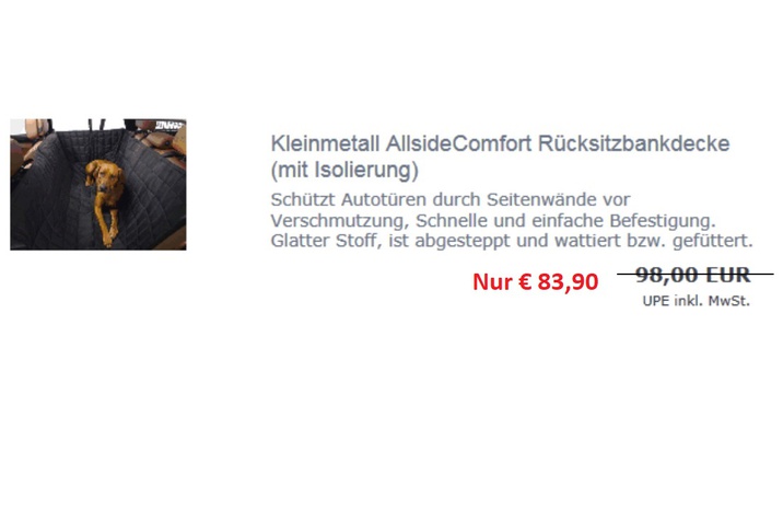 Kleinmetall AllsideComfort Rücksitzbankdecke mit Isolierung